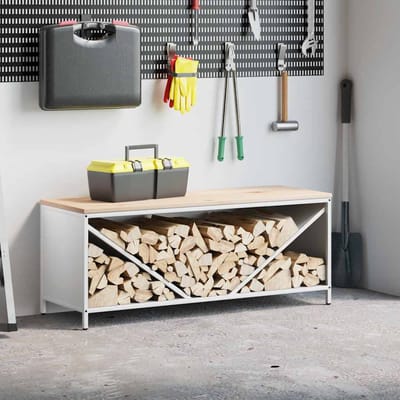 vidaXL - Brandhoutrek - met - houten - blad - 100,5x35,5x40 - cm - wit