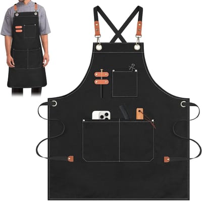 Kookschort van Canvas 68x99cm met Verstelbare Band en 3 Vakken, Ideaal voor Koken, Bakken en Schilderen, Geschikt voor Mannen en Vrouwen