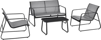 Tuinset 4-delig Palencia loungeset lichtgrijs en zwart