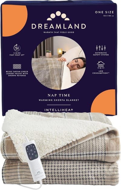 Beige Tartan Check Warming Sherpa Deken 180x135 cm