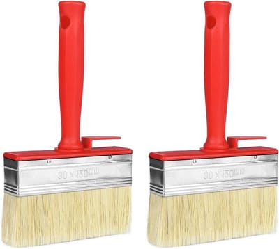 Set van 2 Decoratieve Kwasten voor Hout, Gloss, Muur en Meubelverf met Rood Plastic Handvat (30x120mm)