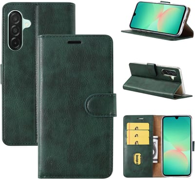 Hoesje Geschikt Voor Samsung Galaxy A26 Hoesje met Pasjeshouder – bookcase Portemonnee - Groen