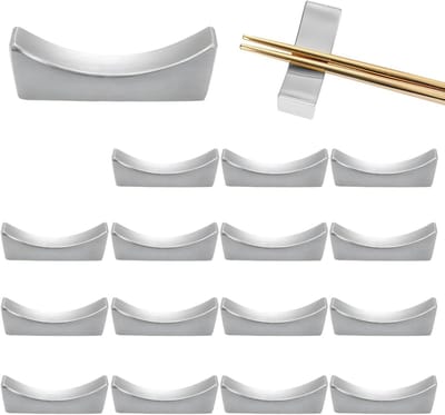 Eetstokjeshouder Set - Chopstick Rests - Tafeldekking - Roestvrij staal - 16 Stuks - Zilver