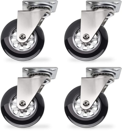 SOTECH 4 stuks Zwenkwiel Swift, zwart, diameter: 75 mm, zonder vastzetter, belastbaar tot 35 kg