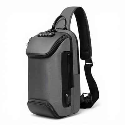 Crossbody - Sport Rugzak met Anti-Diefstal Slot - Slingbag - Grijs