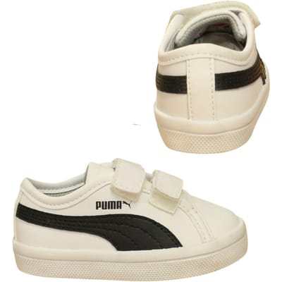 Puma Elsu SL F V Kids Trainers Hook & Loop Schoenen Wit Zwart 356825 04 B70C