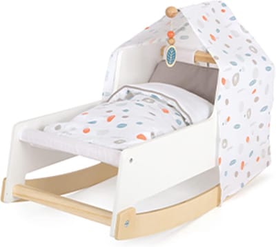 Houten Poppenwieg en Ligstoel voor Poppen tot 46 cm