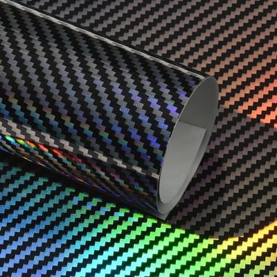 Dailygoods- Autofolie Zwart/Zilver - Hoogglanzend - Regenboogeffect - Tuningfolie - Luchtkanalen - 30 x 152 cm