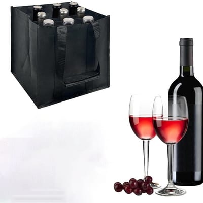 Flessentas - Flessenrek - flessentas voor 9 flessen -27 cm x 27 cm x 27 cm - met scheidingswanden -Stevig Materiaal
