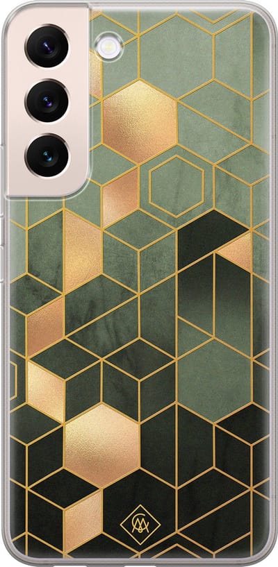 Casimoda® hoesje - Geschikt voor Samsung S22 Plus - Kubus Groen - Backcover - Siliconen/TPU - Groen