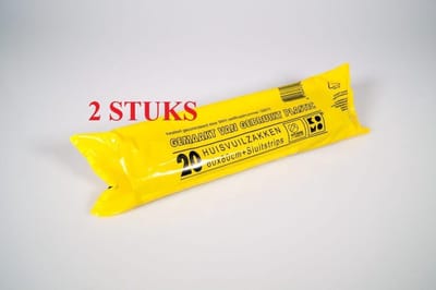 2 stuks KOMO vuilniszakken 60 liter - afvalzakken 60 x 80 cm - 40 stuks huisvuilzakken - sluitstrips - prullenbak