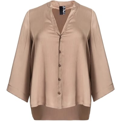 Satijnen lange mouwen blouse voor dames Mat Fashion