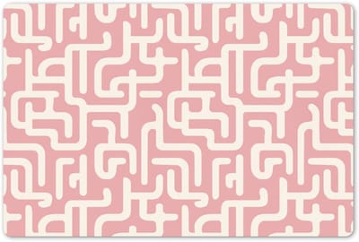 Placemats 45x30 cm - Placemat kunststof - 1 stuk - Doolhofpatroon - Roze - Wit - Abstract - Borden onderleggers - Decoratie voor op tafel - Keuken tafeldecoratie accessoires - Vinyl onderlegger - Tafelversiering