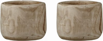 Mica Decorations Bloempot - 2x - hout - voor binnen en buiten - D19 cm - Plantenbak