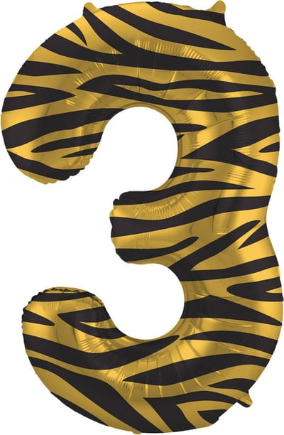 Folat - Folieballon Cijfer 3 Tiger Chic - 86 cm