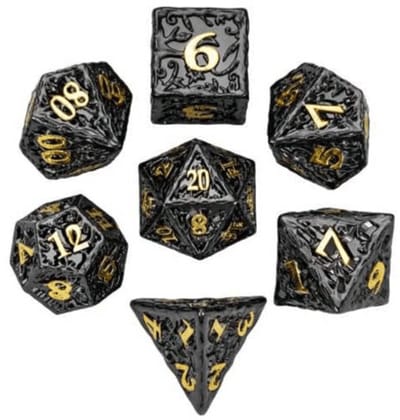 HOT Games dobbelstenen metaal zwart goud - DND set in luxe doos.