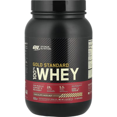 Optimum Nutrition, Gold Standard 100% Whey, Chocolade Hazelnoot, 2 lbs (907 gram)