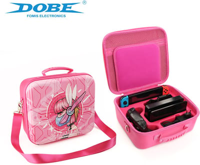 Dobe - Opbergtas voor Nintendo Switch - Switch Oled - Console, Dock en Accessoires - Extra groot - Roze