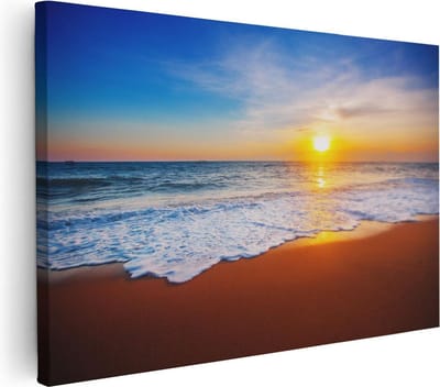 Artaza Canvas Schilderij Zonsondergang - 30x20 cm - Klein - Wanddecoratie Strand - Muurdecoratie Woonkamer - Kamer Accessoires Zee