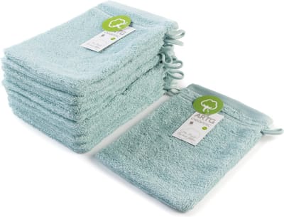 ARTG® ORGANIC - Washandjes - Biologische Katoen - 600 grams kwaliteit - 16 x 21 cm - Licht Groen - Green - SET van 10 stuks