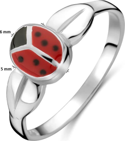Zilver Ring Lieveheersbeestje Wit 1021826