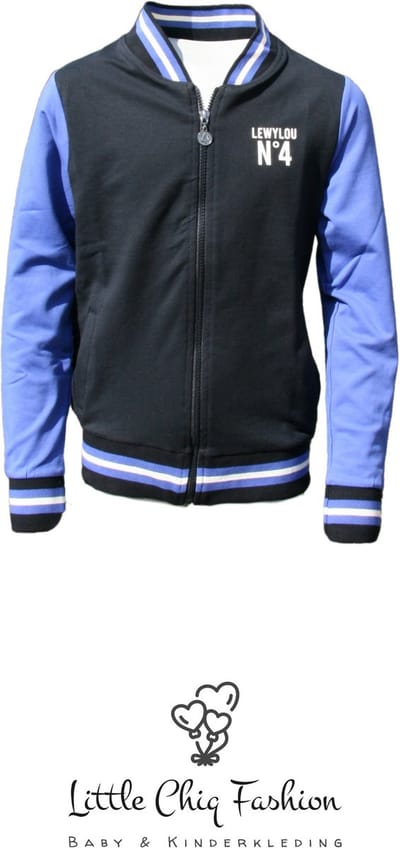 LewyLou NO4 Sweatvest zwart met blauwe mouwen