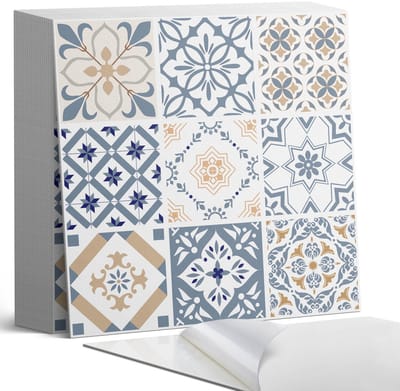 Coloray Plaktegels - Geruite mozaïekpatronen Zelfklevende Tegels - 20 cm x 20 cm - Blauw Plaktegels - 20 stuks - Vierkant PVC Tegels - Plaktegels Badkamer - Plaktegels Vloer - Vinyltegels Vloer Zelfklevend - Wandtegel Zelfklevend