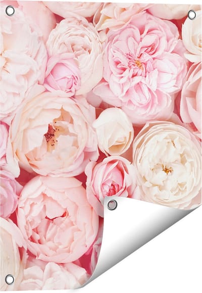 Gards Tuinposter Witte Roze Rozen Boeket - Bloemen - 40x50 cm - Tuindoek - Tuindecoratie - Wanddecoratie buiten - Tuinschilderij
