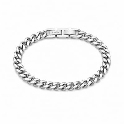 Frank 1967 7FB-0500 Heren Armband - Gourmette Schakel - 7 mm - Geborsteld - 21 cm - Zilverkleurig