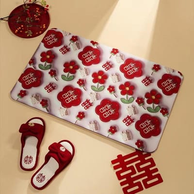 Trouwmat Bruid Deuringang Rood Voetmat Slaapkamer Diatomeeënaarde Decoratie Absorberend Antislip Feestelijk Woord Tapijt Other sizes