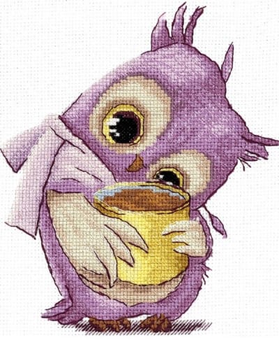 Borduurpakket - Coffeelovers - Owl - Uil - telpatroon om zelf te borduren