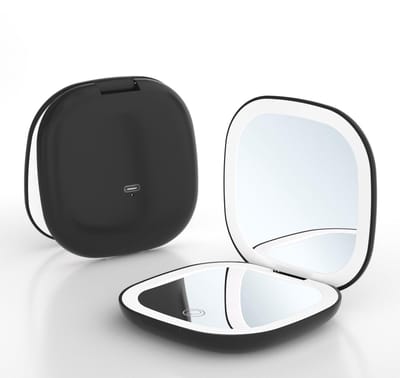 Cosensi - Dailygoody - LED Handheld Spiegel - 10X Vergrootglas - Oplaadbaar en Dimbaar - Zwart - Compacte Vanity Spiegel - Geschikt voor Reizen en Thuis