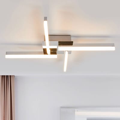 Lindby - Plafondlamp badkamer - 4lichts - Acryl, metaal - H: 7.4 cm - wit, chroom - Inclusief lichtbronnen
