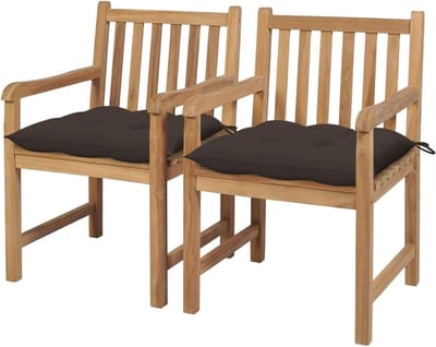 Tuinstoelen met kussens - Outdoor stoelen - Ontspannen buiten - Massief teakhout - 2 stuks - Taupe