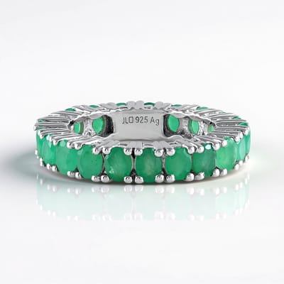 Cavill - Zilveren Ring - 925 Sterling Zilver Gerhodineerd - 21 Ovale Socoto Smaragden 3,333 ct - Luxe Groen Edelsteenring Brasiliaans