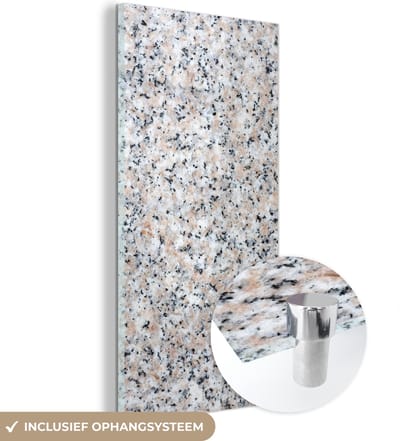 MuchoWow® Glasschilderij 60x120 cm - Schilderij acrylglas - Graniet - Structuren - Design - Steen - Foto op glas - Schilderijen