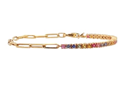 Half chain half steentjes armbandje | mix | goud gekleurd