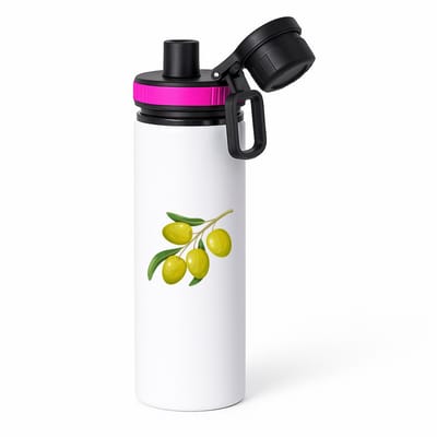 Hacebo® - Olijven waterfles met draaidop roze - Fruitschaal - Fruit liefhebbers - mediterane vrucht - gezond eten - water fles - 850ML