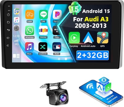 ESSGOO Autoradio - geschikt voor Audi A3 8P 2003 t/m 2013 - Android 15 - 4+64GB - Apple CarPlay & Android Auto - Bluetooth, GPS, WiFi, FM, RDS, 9-inch Touchscreen - Achteruitrijcamera