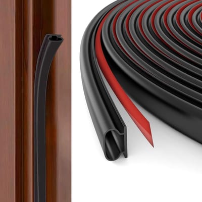 Famanu - Deurafdichtstrip D-vorm, 6 m Rubber Weerstrippen, Zelfklevende Waterdichte Tochtstrip voor Deuren, Gemakkelijk op Maat te Snijden en...