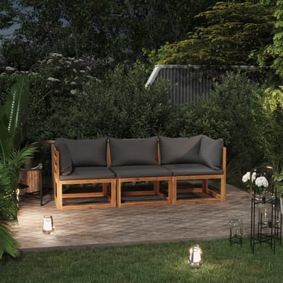 vidaXL - Tuinbank - 3-zits - met - kussen - massief - acaciahout