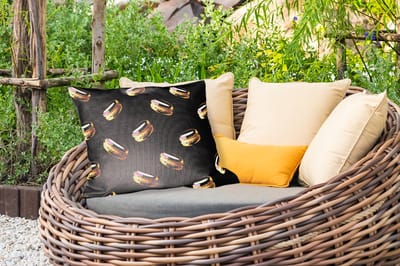 Buitenkussens - Tuin - Macarons - Patroon - Goud - Zwart - 50x30 cm