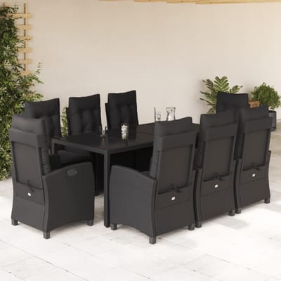 vidaXL - 9-delige - Tuinset - poly - rattan - zwart
