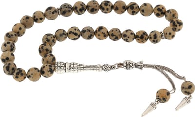 Luxe Handgemaakte Dalmatiër Jaspis Tasbih - 33 Gebedskralen - Natuursteen - Elegant
