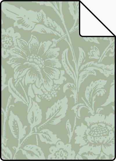 Proefstaal ESTAhome behang vintage bloemen vergrijsd mintgroen - 26.5 x 21 cm - 139428-S