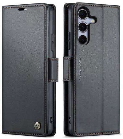 CaseMe 023 Hoesje Geschikt voor Samsung Galaxy S25 FE - RFID Book Case - Magnetische Sluiting - Standaard - Zwart