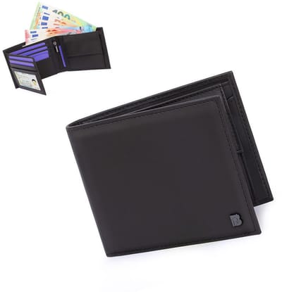 KZQ Dun Bifold Portemonnee Voor Heren Van Echt Leer Met Rfid Blokkering En Muntenzakje - Extra Kaartvakken En Coupé voor Bankbiljetten - Zakelijk Cadeau Voor Echtgenoot - Zwart
