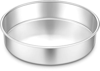 Dailygoods - Homikit Bakvorm rond, 24 cm roestvrij staal, grote cakevorm taartvorm, bakvormen voor cake, brownies, taarten, hoogglans gepolijst, gemakkelijk te reinigen en vaatwasmachinebestendig