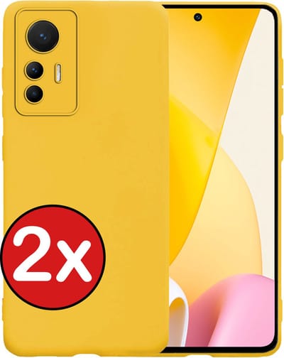 Hoesje - 2 Stuks - Geschikt voor Xiaomi 12 Lite - Sterk & Shockproof - Telefoonhoes - Back Cover - Case Siliconen - Telefoon Hoes - Geel