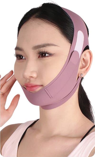 V-vormig kinliftmasker - Inclusief kinsteun en kan tijdens het slapen worden gebruikt - Kaaklijnvormend masker- V-vormig gezichtsmasker - 54*13,5 cm - Te gebruiken voor gezichtslifting en het modelleren van de kaaklijn - Lichtpaars